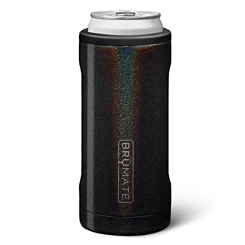 BrüMate Hopsulator Slim Can Cooler Insulated for 12oz Slim Cans | Skinny Can Coozie Insulated Stainless Steel Drink Holder for Hard Seltzer, Beer, Soda, and Energy Drinks (Walnut)
