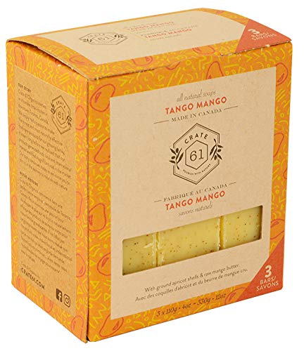 Crate 61, Vegan Natural Bar Soap, Tango Mango, 3 Pack, Handmade Soap With Premium Essential Oils, Cold Pressed Face And Body Bar Soap For Men And Women (4 oz, 3 Bars) Tango Mango 3 Pack