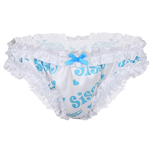 inlzdz Men's Sissy Crossdress Panties Satin Frilly Ruffled Bikini Briefs Bloomers Underwear