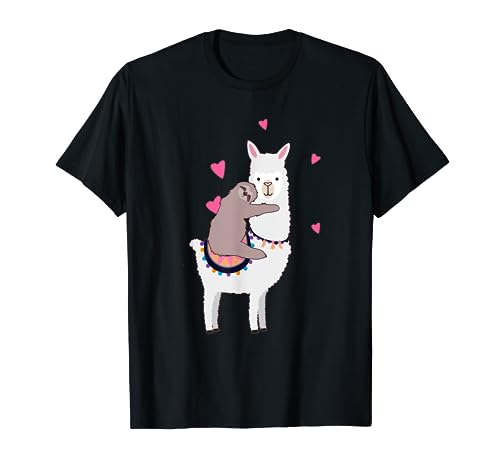Sloth Riding Llama Best Friends Alpaca Animal Lover Gift T-Shirt