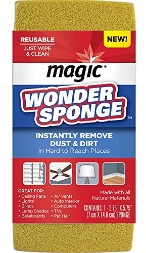 Magic Dust Sponge - Wonder Sponge For Blinds Fans Lampshades Baseboards Pet Hair TV's Computer Electronics Auto and More