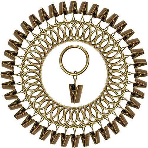 Teenitor 40 Pack Curtain Clips, Strong Metal Decorative Rustproof Drapery Curtain Ring with Clip-0.98" ID-Bronze
