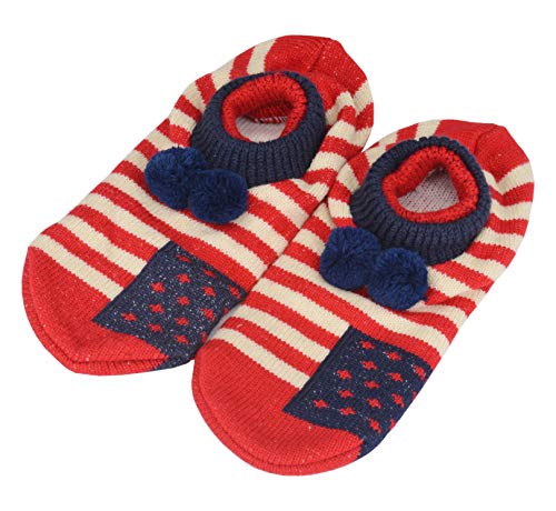 ELFJOY Women Girls Indoor Non-Slip Thick Fluffy Cozy National Flag Winter Crew Socks