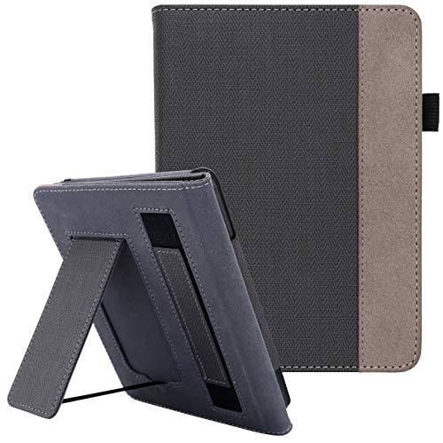WALNEW Case for Kindle Paperwhite 10th Gen, 2018 - PU Leather Stand Case Smart Cover with Hand Strap Only Fits All-New Kindle Paperwhite 10th Generation 2018 Released (Model No. PQ94WIF), Black