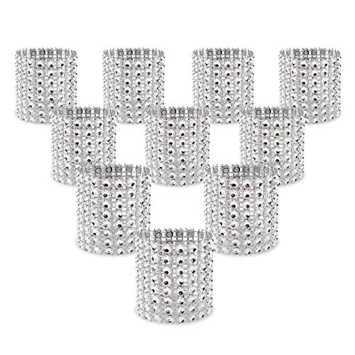 Book Cover KPOSIYA Napkin Rings, Pack of 120 Rhinestone Napkin Rings Diamond Adornment for Place Settings, Wedding Receptions, Dinner or Holiday Parties, Family Gatherings (120, Silver)