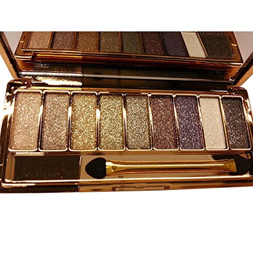 Olseti 9 Colors Glitter Eyeshadow Palette Waterproof Diamond Bright Makeup Eye Shadow Set with Brush