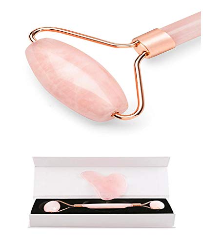 Fde Roller and Scraping Massager, Natural Jade Roller for Face to Eyes Neck Clear Toxin/Reace Jaduce Puffiness/Slimming/Remove Wrinkles/Anti-Aging Restoring Christmas Gift