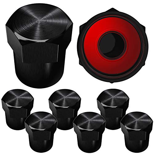 Book Cover SAMIKIVA Brass Rubber Seal Tire Valve Stem Caps, Dust Proof Covers Universal fit for Cars, SUVs, Bike and Bicycle, Trucks, Motorcycles Flat Top (Black (8 Pack))