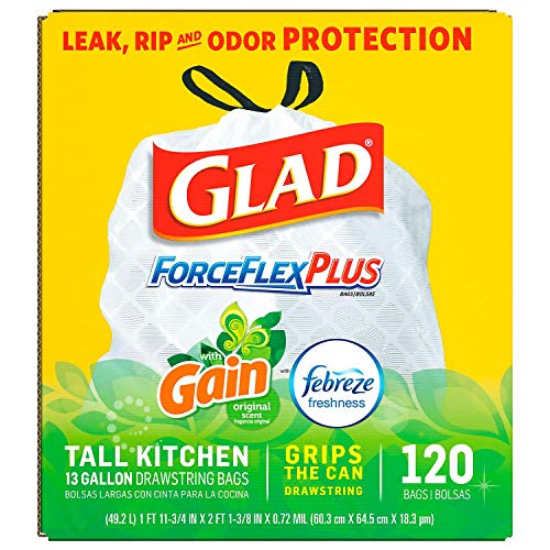 Book Cover Glad Forceflex Gain Scented Trash Bags, 120 Count