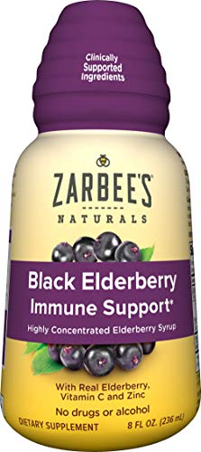 Book Cover Zarbee's Liquid Daily Immune Support, High Concentrate Liquid, with Real Elderberry Vitamin C & Zinc, Black Elderberry Flavor, For Daytime Use, 8 Fl Oz
