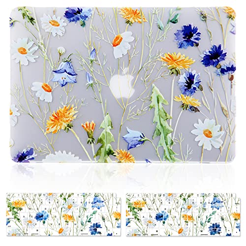 iDonzon Case for MacBook Air 13 inch M1 A2337 A2179 A1932 2022 2021 2020-2018 Release, 3D Effect Matte Clear See Through Hard Cover Compatible Mac Air 13.3 inch with Retina Display Touch ID, Floral