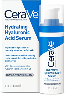 Book Cover Cerave Hyaluronic Acid Serum for Face with Vitamin B5 and Ceramides | Hydrating Face Serum for Dry Skin | Fragrance Free | 1 Ounce