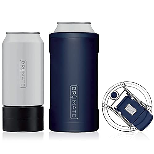 Book Cover BrÃ¼Mate HOPSULATOR TRÃ­O 3-in-1 Stainless Steel Insulated Can Cooler, Works With 12 Oz, 16 Oz Cans And As A Pint Glass (Matte Navy)
