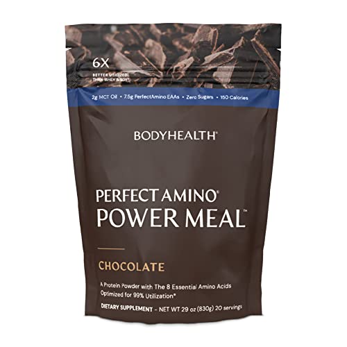Book Cover BodyHealth PerfectAmino Power Meal (Dark Chocolate Flavor) Vegan Meal Replacement Shake, Non Dairy Protein Powder, Plant Based Meal Replacement, Organic Meal Replacement, 20 Servings and 12.5g Protein, MCT Oil