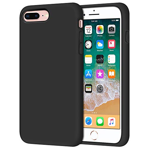 Book Cover Anuck Case for iPhone 8 Plus Case, for iPhone 7 Plus Case 5.5 inch, Soft Silicone Gel Rubber Bumper Case Microfiber Lining Hard Shell Shockproof Full-Body Protective Case Cover - T Black
