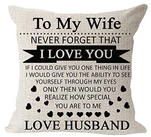 Anniversary Birthday to My Wife I Love You You are Special to Me Love Husband Cotton Linen Square Throw Waist Pillow Case Decorative Cushion Cover Pillowcase Sofa 18"x 18"