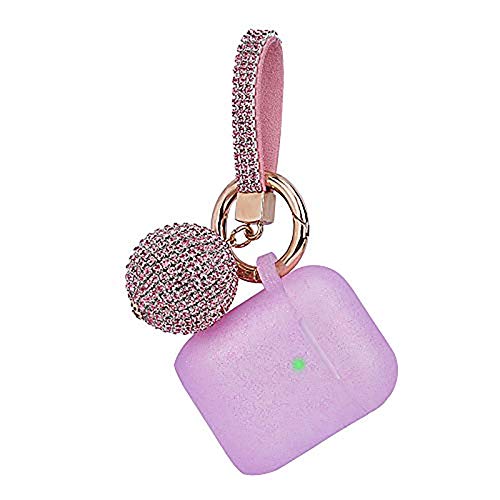 Case for Airpods, Filoto Bling Airpod Silicone Case Cover Skin, Air Pods Protective Glitter Case with Shiny Disco Ball Keychain, Scratch Proof and Drop Proof for Apple Airpods 2&1 (Rose Gold)