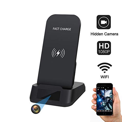 Book Cover KAPOSEV Spy Camera WiFi Hidden Camera with Wireless Phone Charger, 1080P Security Cameras Hidden Nanny Cam with Motion Detection/Night Vision,Phone Remotely Monitoring/Support Micro SD Card Recording