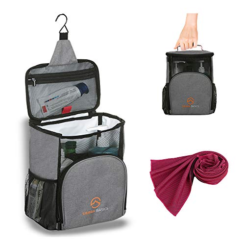 Sierra Basics Shower Caddy Portable, Bath Organizer with Hook, Oxford Hanging Mesh Bag, Quick Dry Mildew Resistant, Shower Tote Bag for College Dorm Gym Swimming Travel for Men Women Grey