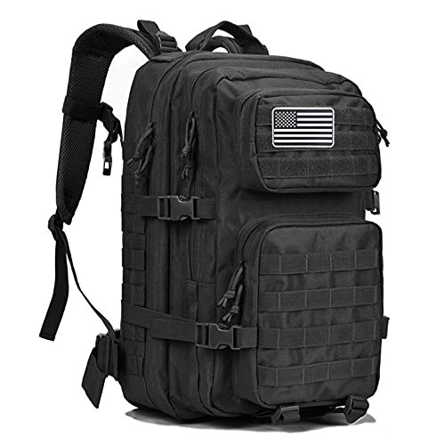 Dunnta Tactical Backpack, 3 Day Assault Pack Molle Bug Out Bag 42L Military Backpack for Hiking Camping Trekking Hunting Black
