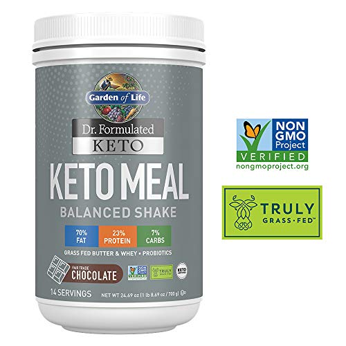 Garden of Life Dr. Formulated Keto Meal Balanced Shake, Chocolate Powder, 14 Servings