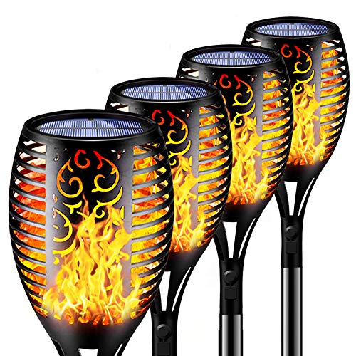 Book Cover Solar Flame Lights Outdoor Waterproof,LED Solar Torch Lights with Dancing Flickering Flames,Flashlight Safety Light for Garden Decoration Automatic On/Off Dusk to Dawn-4 Pack