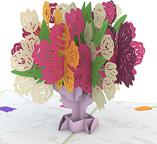 Lovepop Tulip Paper Bouquet Pop Up Card, 5x7-3D Greeting Card for Mom, Paper Flower Pop Up Card for Spring or Summer, Anniversary Card, Thinking of You, Pop Up Mother's Day Card