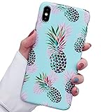 ooooops for XS Max Case, Red & Green Pineapple Pattern Design, Slim Fit Clear Bumper Soft TPU Full-Body Protective Cover Case for XS Max 6.5'' (Illusion Pineapples)