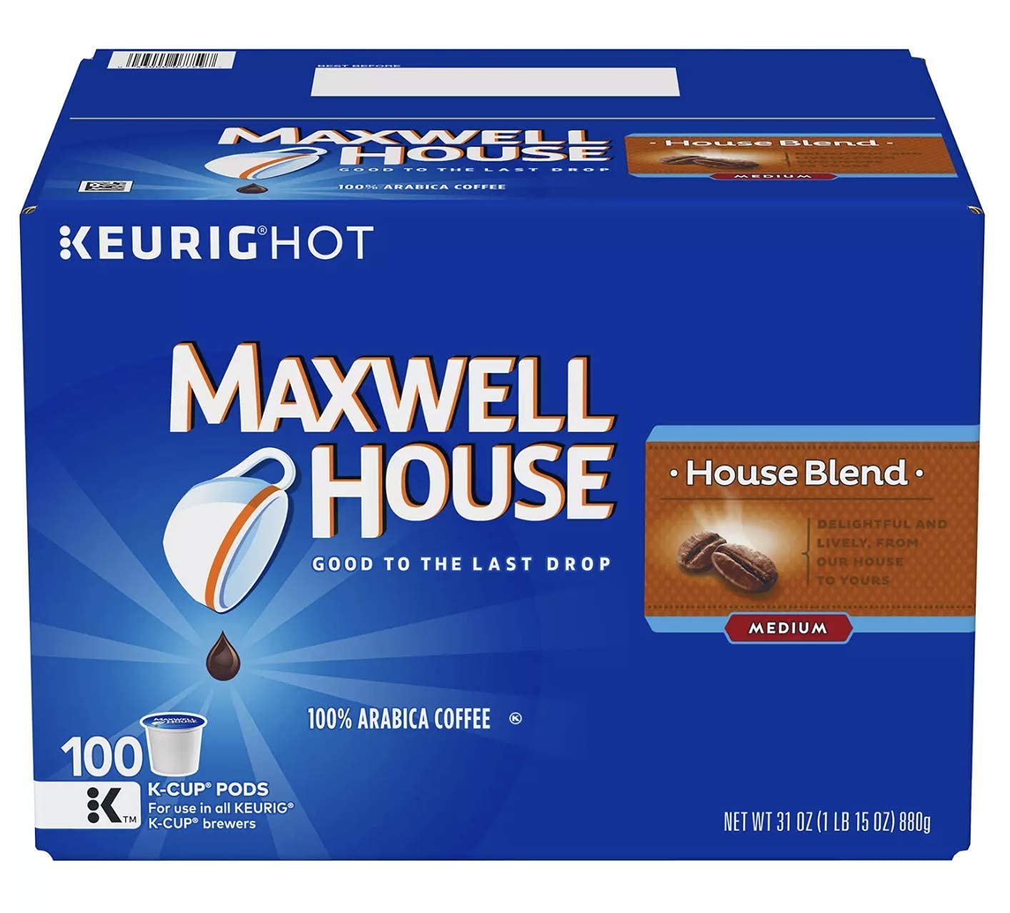 Book Cover Maxwell House, House Blend Coffee (100 K-Cups) House Blend 100 Count (Pack of 1)