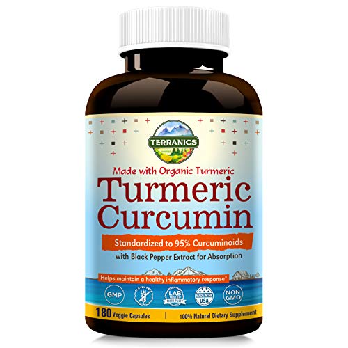Turmeric Curcumin with Bioperine, 95% Standardized Curcuminoids 1950mg 180 Veggie Capsules