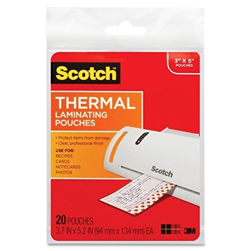 Book Cover Scotch Thermal Laminating Pouches, 3.7 x 5.2-Inches, 20-Pouches (TP5902-20) - 4 Pack