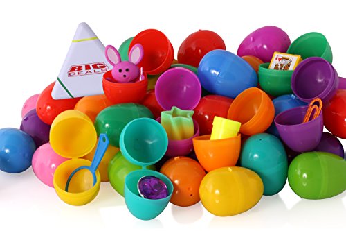 Book Cover walla Toy Filled Easter Eggs, Surprise Eggs Filled with Easter Toys, 25 Pack Great for Easter Eggs School Hunt, Surprise Eggs Hinged Together for Easy Assembly
