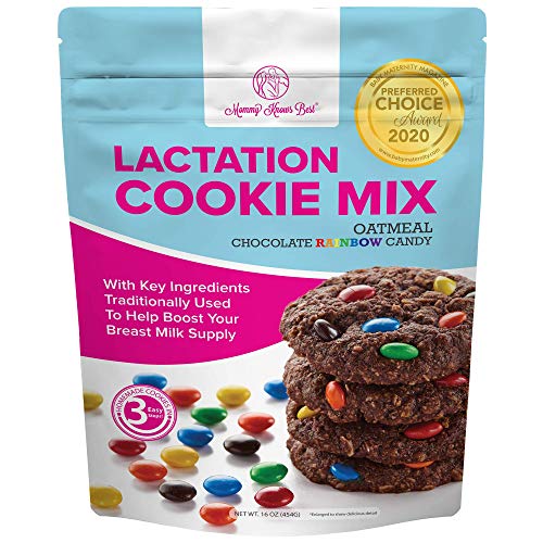 Book Cover Lactation Cookies Mix - Oatmeal Chocolate Rainbow Candy Breastfeeding Cookie Supplement Support for Breast Milk Supply Increase - 16 oz