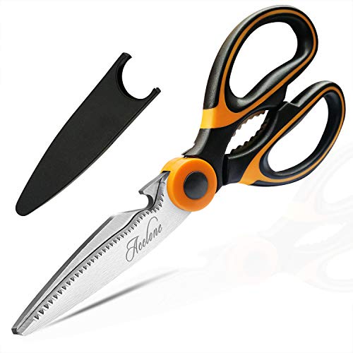 Kitchen Shears, Acelone Premium Heavy Duty Shears Ultra Sharp Stainless Steel Multi-function Kitchen Scissors for Chicken/Poultry/Fish/Meat/Vegetables/Herbs/BBQâ€¦ (Orange black)