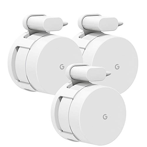 Google WiFi Wall Mount, Mrount Space-saving Outlet Mount Holder Hanger for Google WiFI Router and Google Mesh (2016 Model) with Cord Management, No Screws Needed (3 Pack))