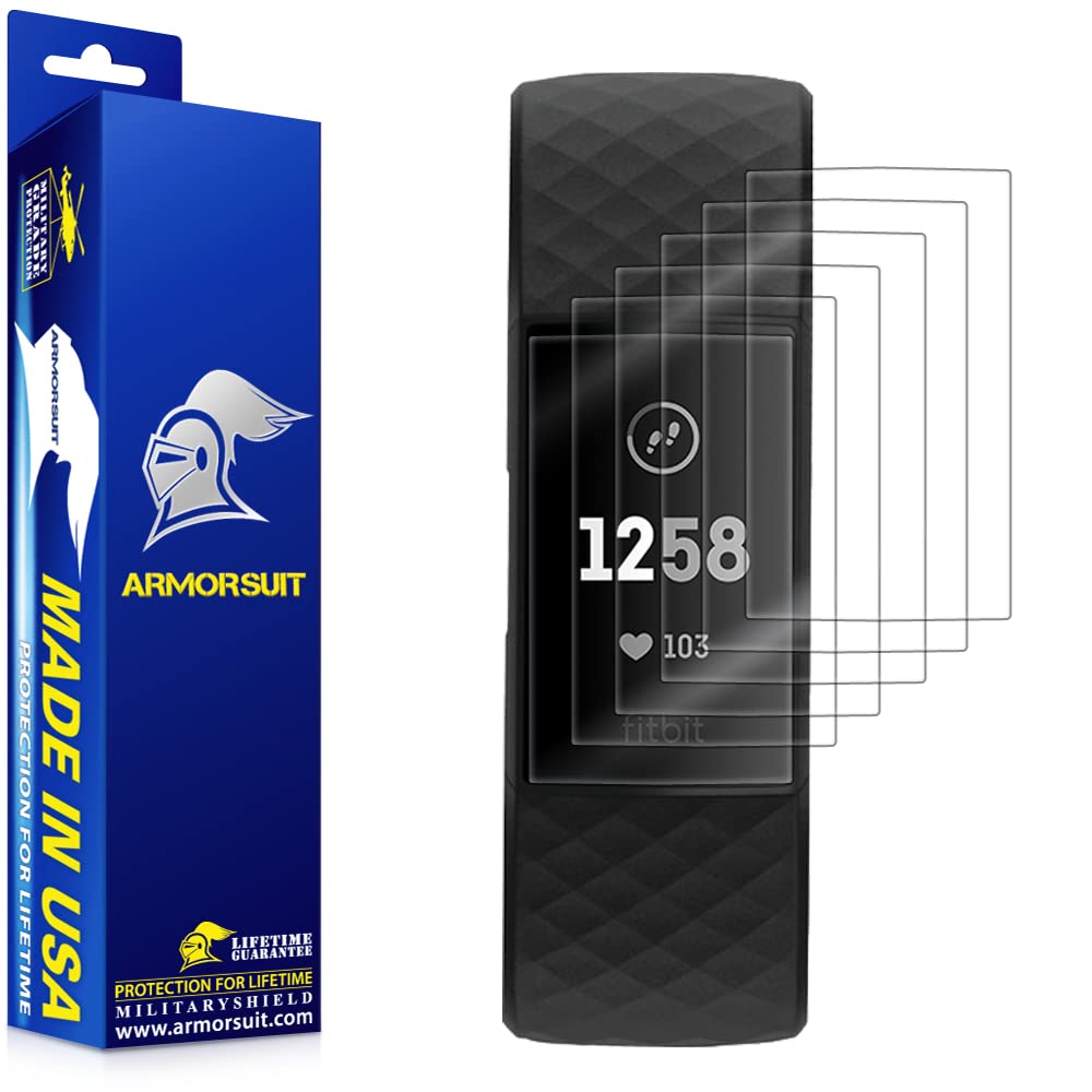 ArmorSuit MilitaryShield Screen Protector Designed for Fitbit Charge 4 or 3 / SE Screen Protector (6 Pack) Max Coverage Anti-Bubble HD Clear Film