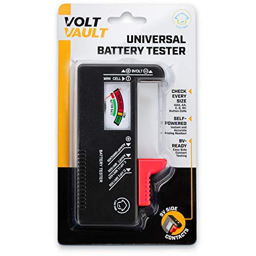 Volt Vault Battery Tester Checker – Universal Battery Tester for AAA, AA, C, D, 9V and Small Batteries, Battery Life Level Testers with Voltage Power Meter