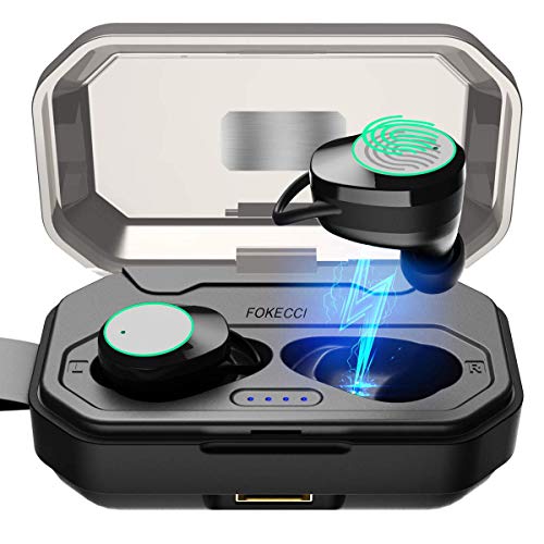 [2019 Version] Fokecci Wireless Bluetooth Earbuds-Quality HI-FI Stereo Sound,5.0 Wireless Earbuds 3000mAh Charging Case & Built in Microphone,Sweatproof Earphones,Compatible with All Bluetooth Devices