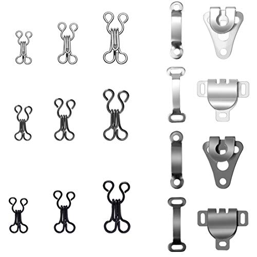 Homgaty 130 Pairs Sewing Hook and Eye Closure Replacement Bra Hooks Dress Hook for Trousers, Skirt,Bra and Clothing (5 Size)