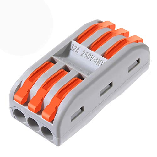 XHF Conductor Compact Connectors UL Certification Lever Connectors Nuts Electrical Connectors Wire Terminals for 2 Circuit Inline Splices 28-12 AWG (SPL-3, 25PCS)
