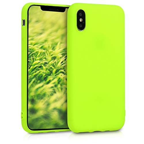 kwmobile Case Compatible with Apple iPhone Xs Case - Soft Slim Protective TPU Silicone Cover - Neon Yellow