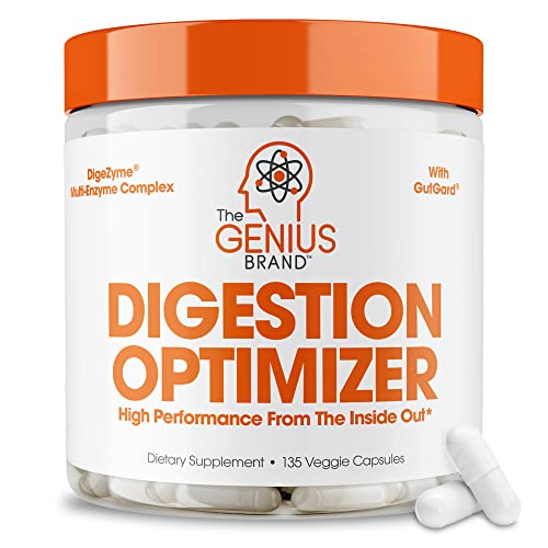 The Genius Brand Digestive Enzymes for Digestive Support, Health & Wellness - Natural Relief Formula for Gas, Heartburn, & Constipation with Bromelain, Ginger & Prebiotics - 135 Vegetarian Capsules
