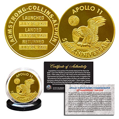 Apollo 11 50th Anniversary Commemorative NASA One-Ounce 1 OZ Robbins Medallion Tribute Coin clad in 24K Gold