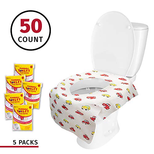 Extra Large Flushable Toilet Seat Covers (Cars, 50)