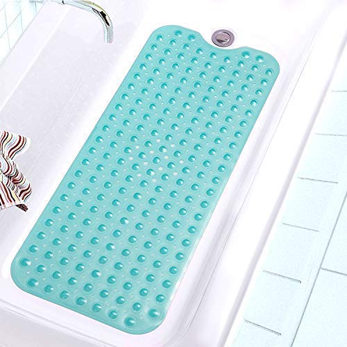 Pike Sellers Bathtub Shower Elite Mat 40" x 16" Long Non-Slip, Quality Guaranteed!! Antibacterial, BPA, Machine Washable, Firm Grip, Multipurpose Use (Bathtub, Under The Sink, Kitchen) Teal Color