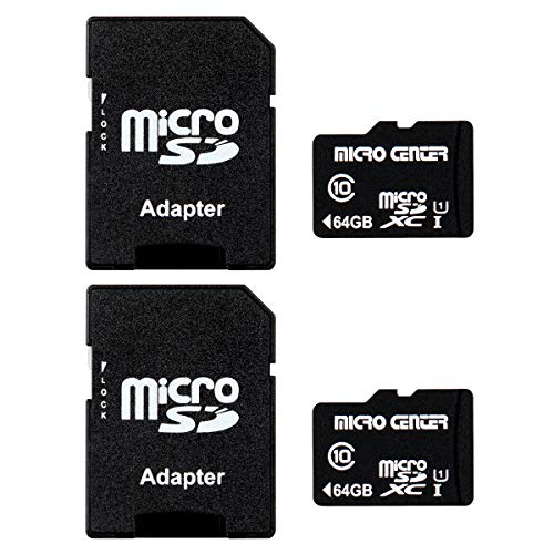 INLAND Micro Center 64GB Class 10 MicroSDXC Flash Memory Card with Adapter for Mobile Device Storage Phone, Tablet, Drone & Full HD Video Recording - 80MB/s UHS-I, C10, U1 (2 Pack)