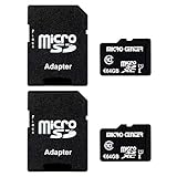 INLAND Micro Center 64GB Class 10 MicroSDXC Flash Memory Card with Adapter for Mobile Device Storage Phone, Tablet, Drone & Full HD Video Recording - 80MB/s UHS-I, C10, U1 (2 Pack)