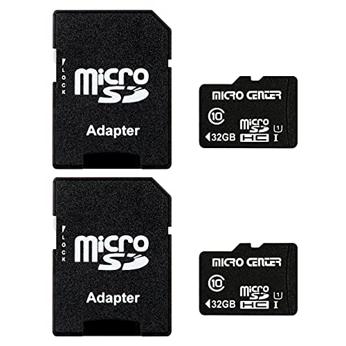 Book Cover Micro Center 32GB Class 10 Micro SDHC Flash Memory Card with Adapter for Mobile Device Storage Phone, Tablet, Drone & Full HD Video Recording - 80MB/s UHS-I, C10, U1 (2 Pack)