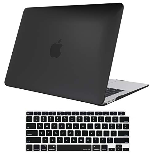 Book Cover ProCase MacBook Air 13 Inch Case 2020 2019 2018 Release A2337 M1 A2179 A1932, Hard Case Shell Cover for MacBook Air 13-inch Model A2179 A1932 with Keyboard Skin Cover â€“Black