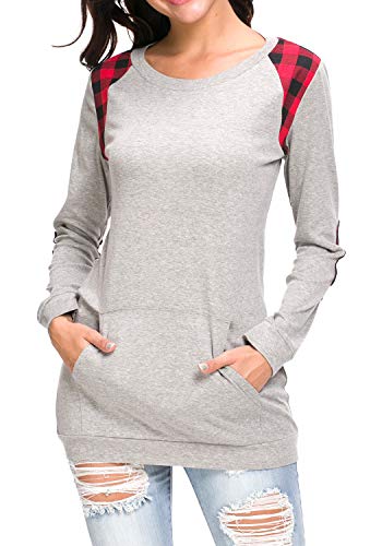 Book Cover levaca Womens Long Sleeve Loose Casual Tunic Tops Pullover with Pockets